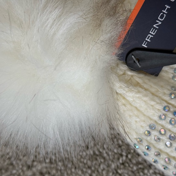 French Connection Ivory Beanie with Rhinestones - Picture 3 of 6